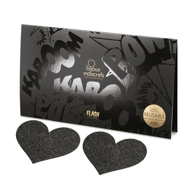 Bijoux Indiscrets Flash Pastie - Heart Black - Romantic Blessings