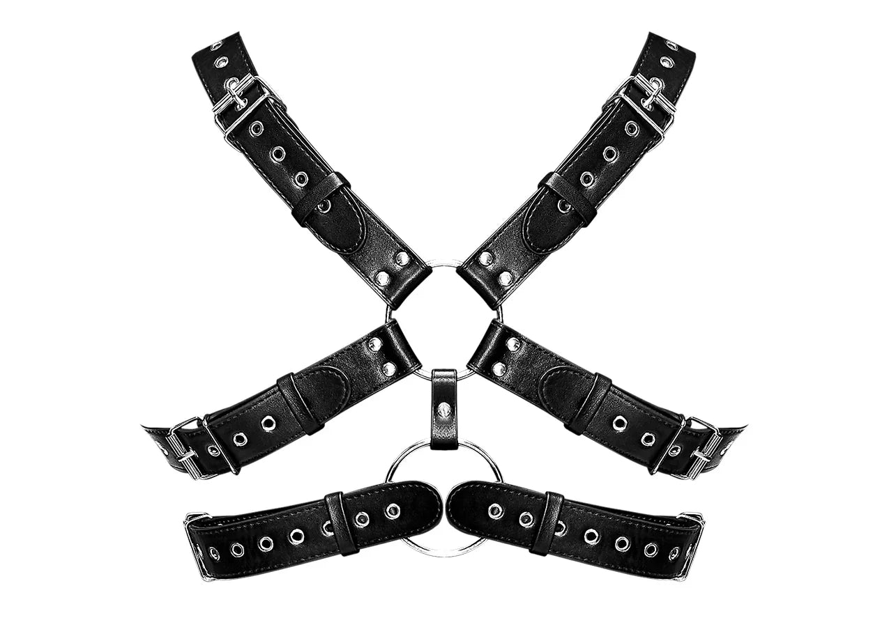 Male Power Leather Gemini Body Harness Black One Size