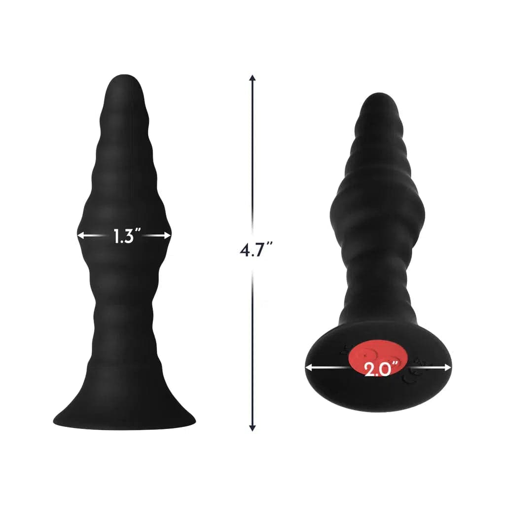 Forto Remote Control 10 Function Vibrating Ribbed Butt Plug Black - Romantic Blessings