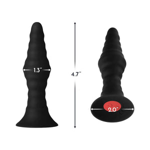 Forto Remote Control 10 Function Vibrating Ribbed Butt Plug Black - Romantic Blessings