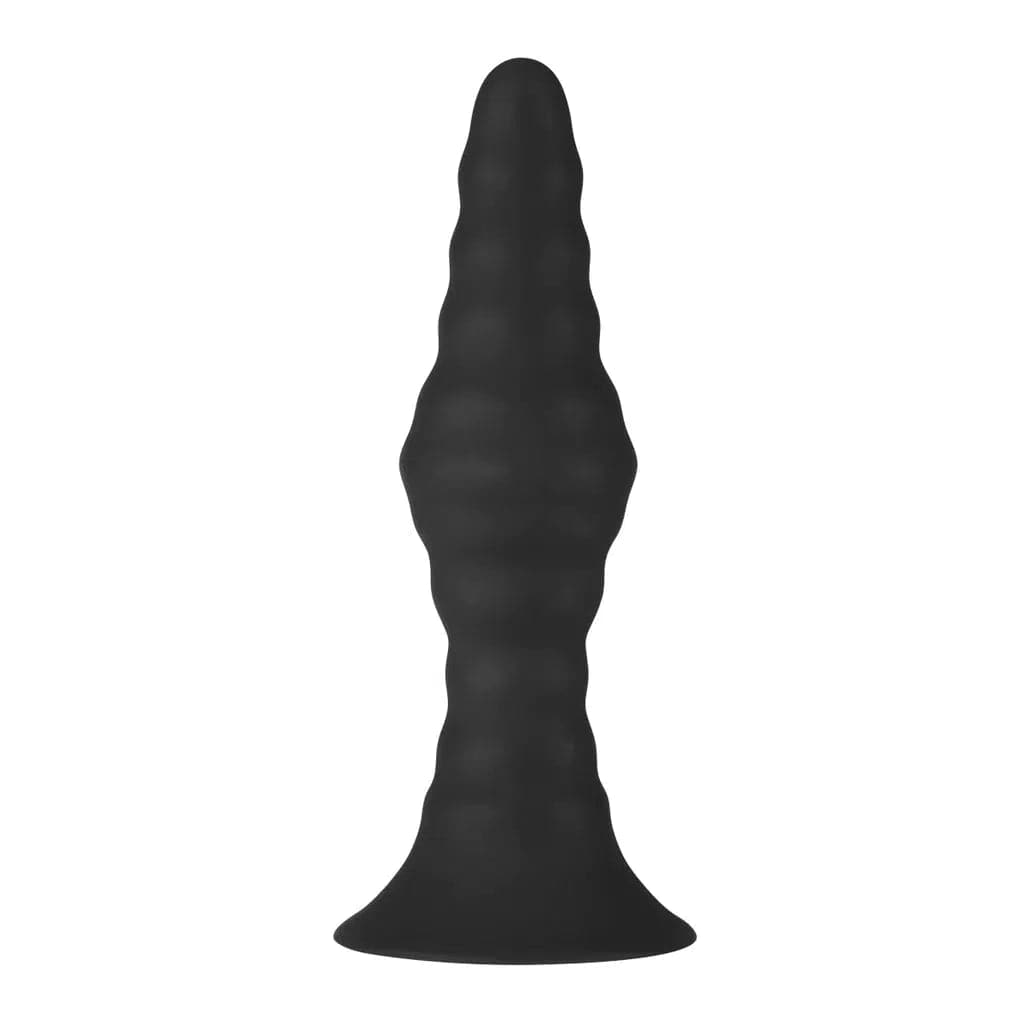 Forto Remote Control 10 Function Vibrating Ribbed Butt Plug Black - Romantic Blessings