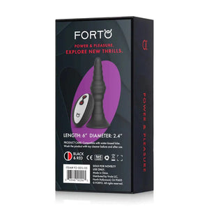 Forto Remote Control 10 Function Vibrating Ribbed Butt Plug Black - Romantic Blessings