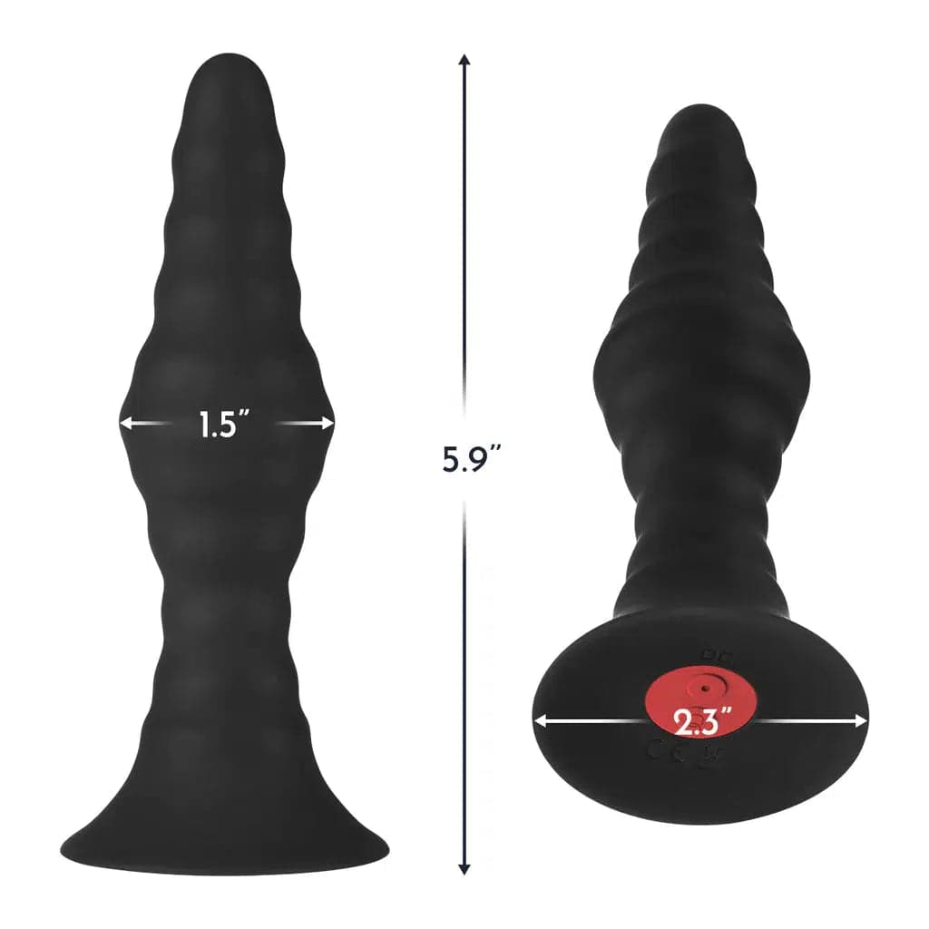 Forto Remote Control 10 Function Vibrating Ribbed Butt Plug Black - Romantic Blessings