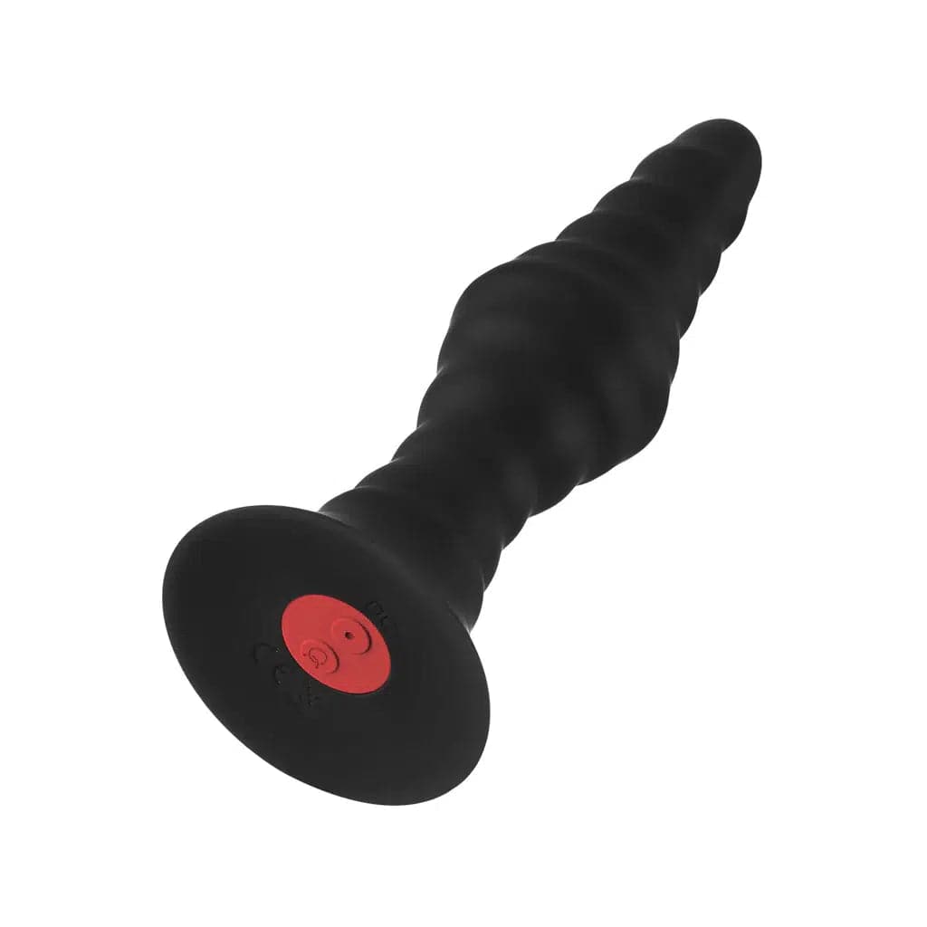 Forto Remote Control 10 Function Vibrating Ribbed Butt Plug Black - Romantic Blessings