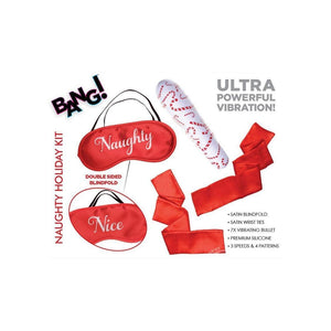 Bang! Naughty Holiday Blindfold and Wrist Ties Kit (set of 3) Red - Romantic Blessings