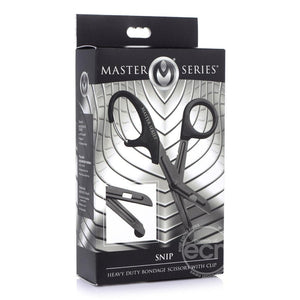 Master Series Snip Heavy Duty Bondage Stainless Steel Scissors with Clip Black - Romantic Blessings