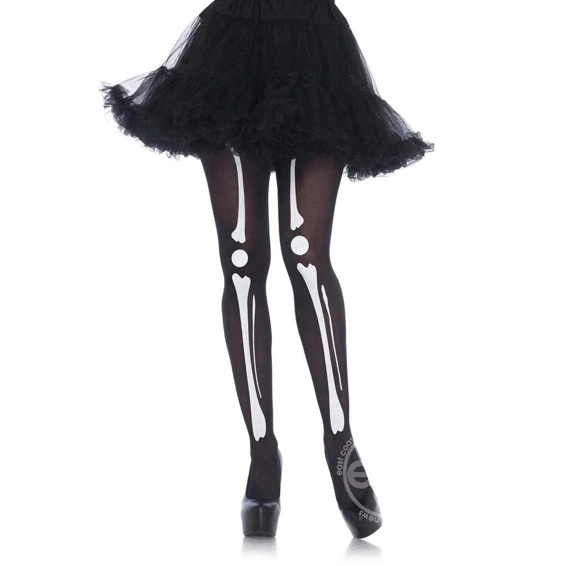 Leg Avenue Skeleton Print Bone Tights OS Black - Romantic Blessings