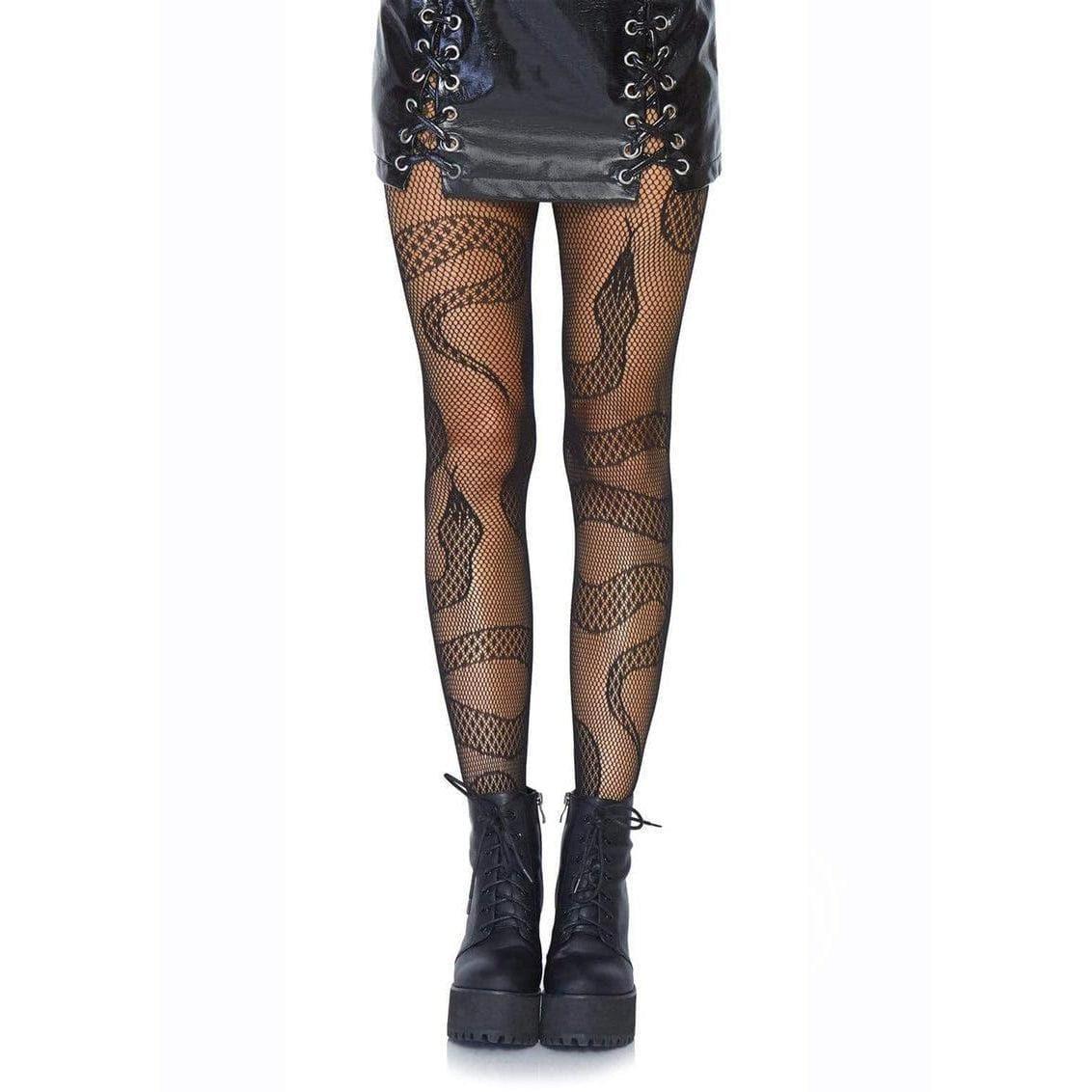 Leg Avenue Snake Net Tights Black - Romantic Blessings