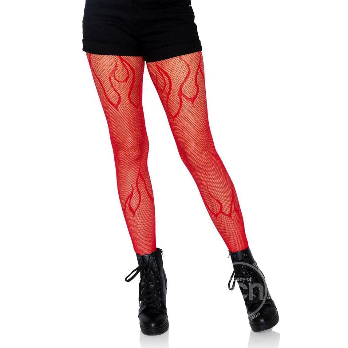 Leg Avenue Flame Net Tights Red - Romantic Blessings