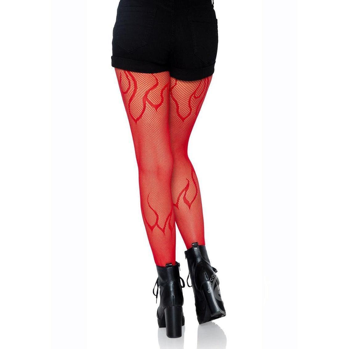 Leg Avenue Flame Net Tights Red - Romantic Blessings