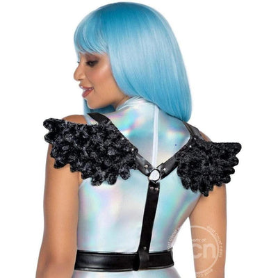Leg Avenue Furry Angel Wing Body Harness One Size Black - Romantic Blessings