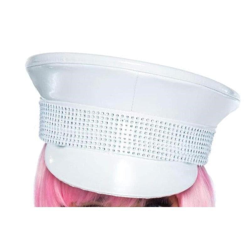 Leg Avenue Rhinestone Trimmed Officer Hat One Size White - Romantic Blessings