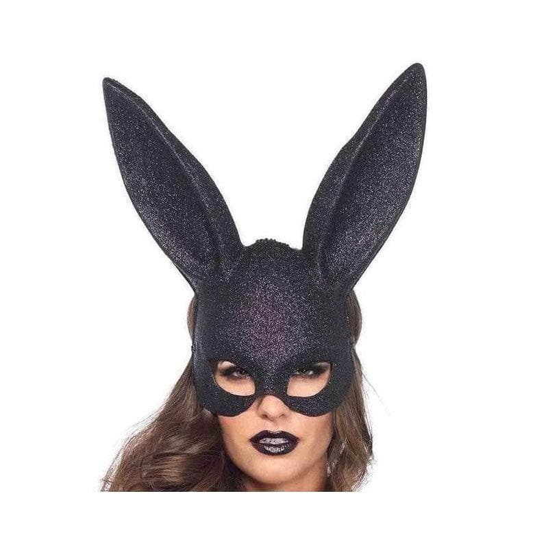 Leg Avenue Glitter Masquerade Rabbit Mask One Size Black - Romantic Blessings
