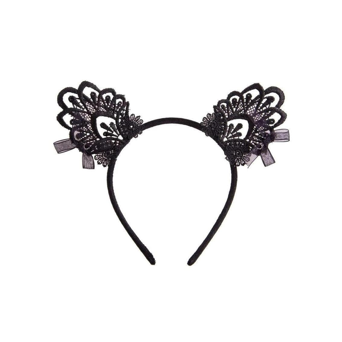 Leg Avenue Venice Lace Cat Ears with Organza Bows One Size Black - Romantic Blessings