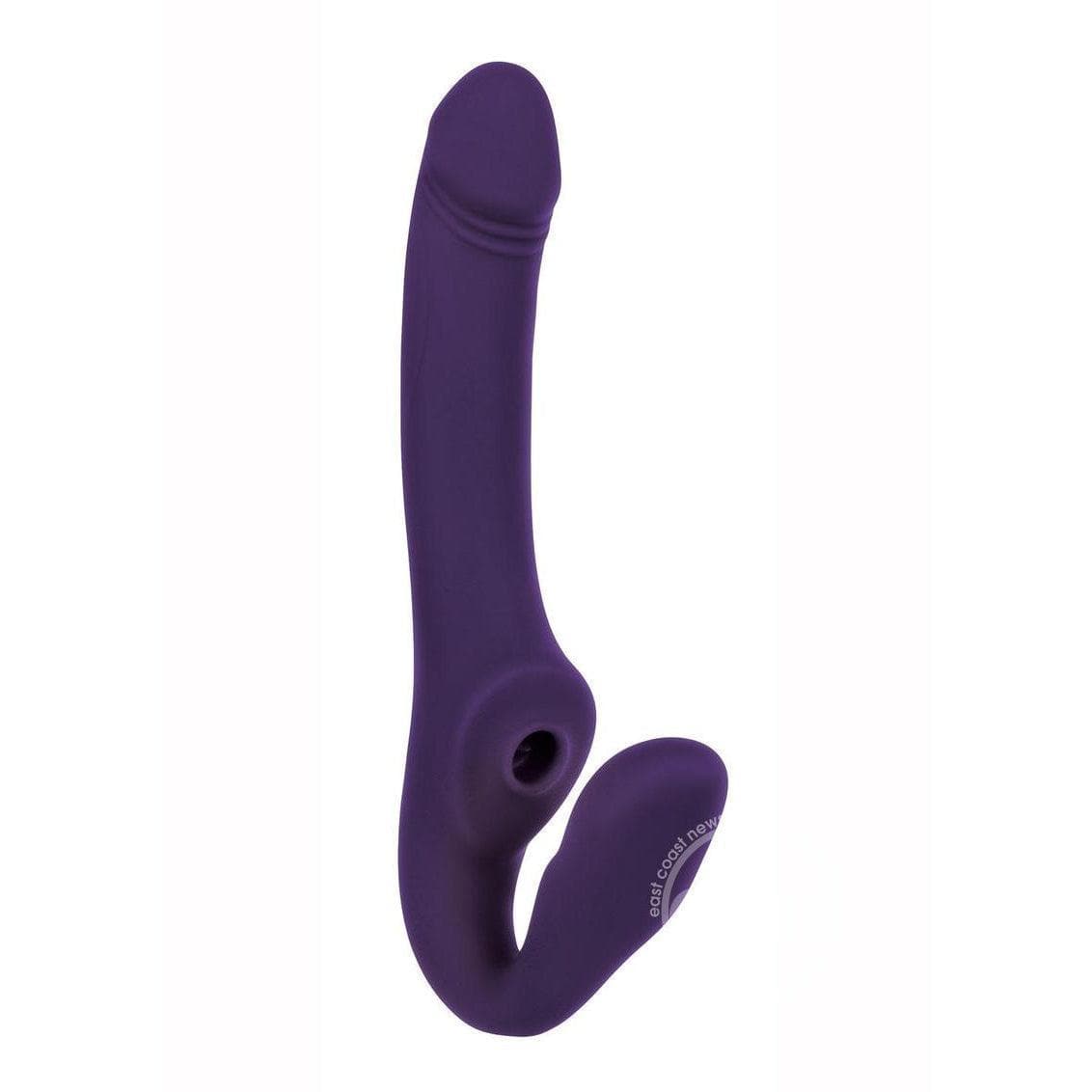 Evolved 2 Become 1 Remote Control Rechargeable Suction Strapless Strap-On Purple - Romantic Blessings