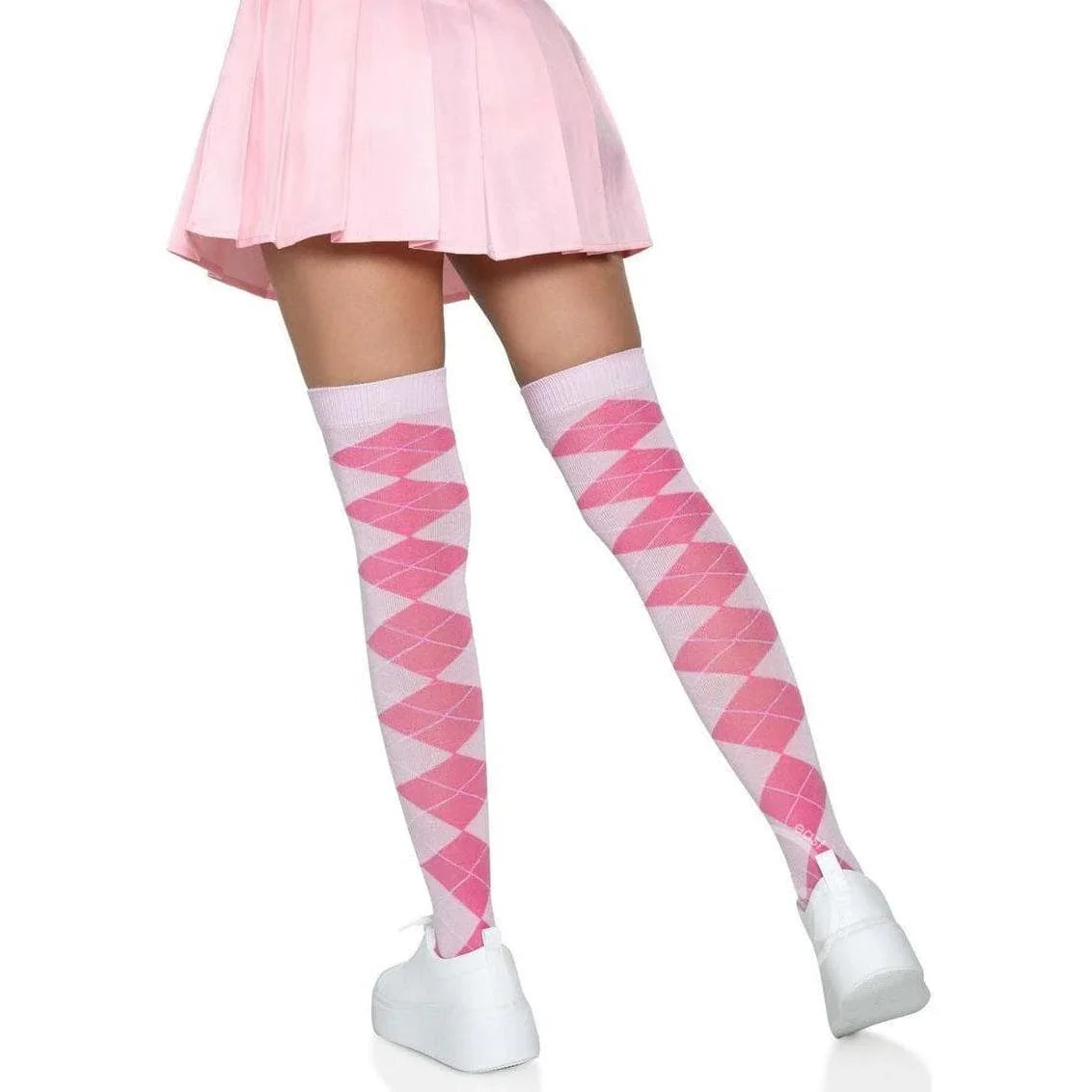 Leg Avenue Argyle Knit Over The Knee Socks Pink - Romantic Blessings