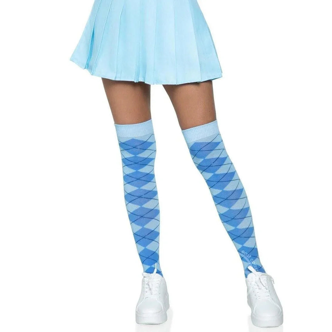 Leg Avenue Argyle Knit Over The Knee Socks Blue - Romantic Blessings