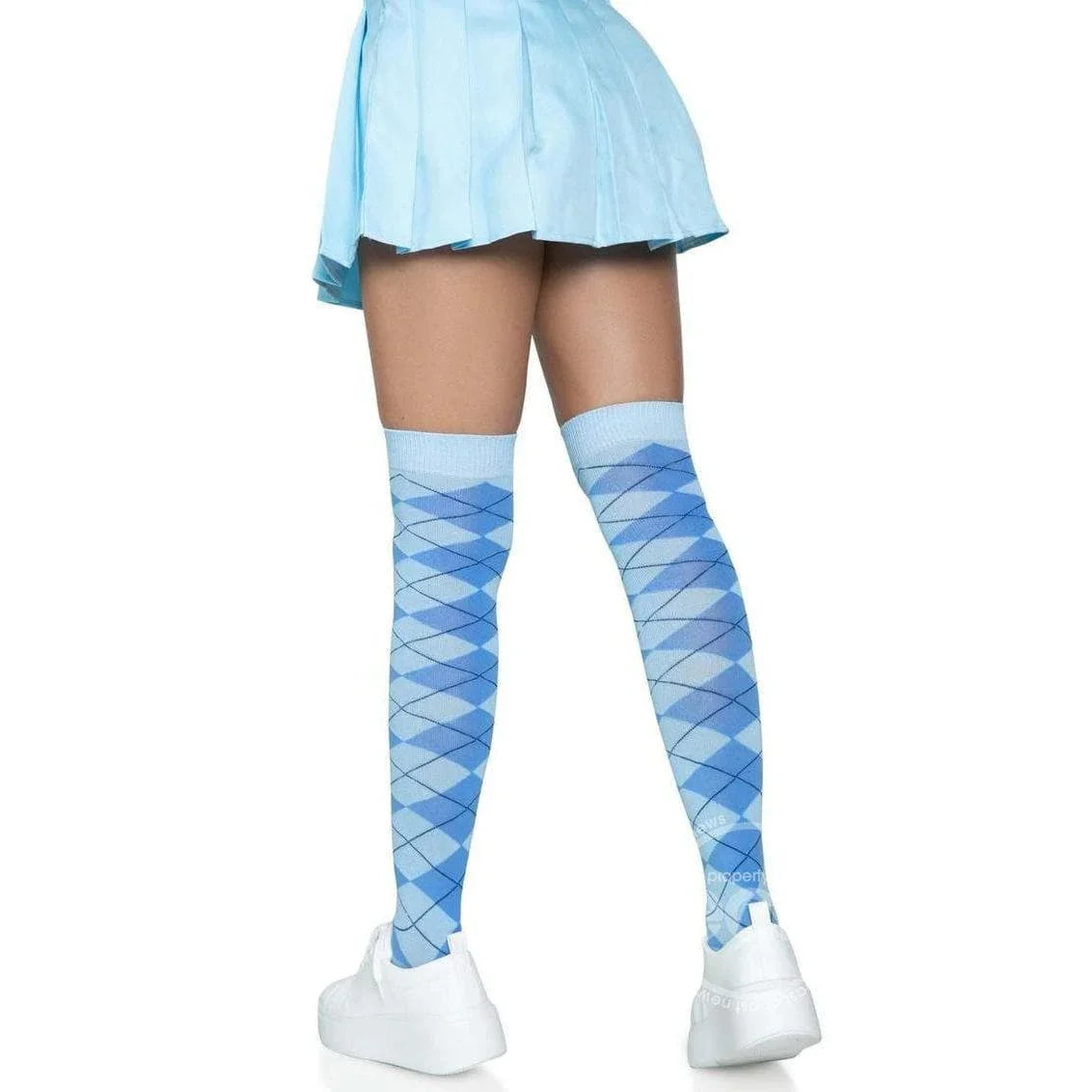Leg Avenue Argyle Knit Over The Knee Socks Blue - Romantic Blessings