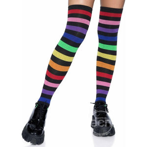 Acrylic Rainbow Stripe Thigh High Socks - Romantic Blessings