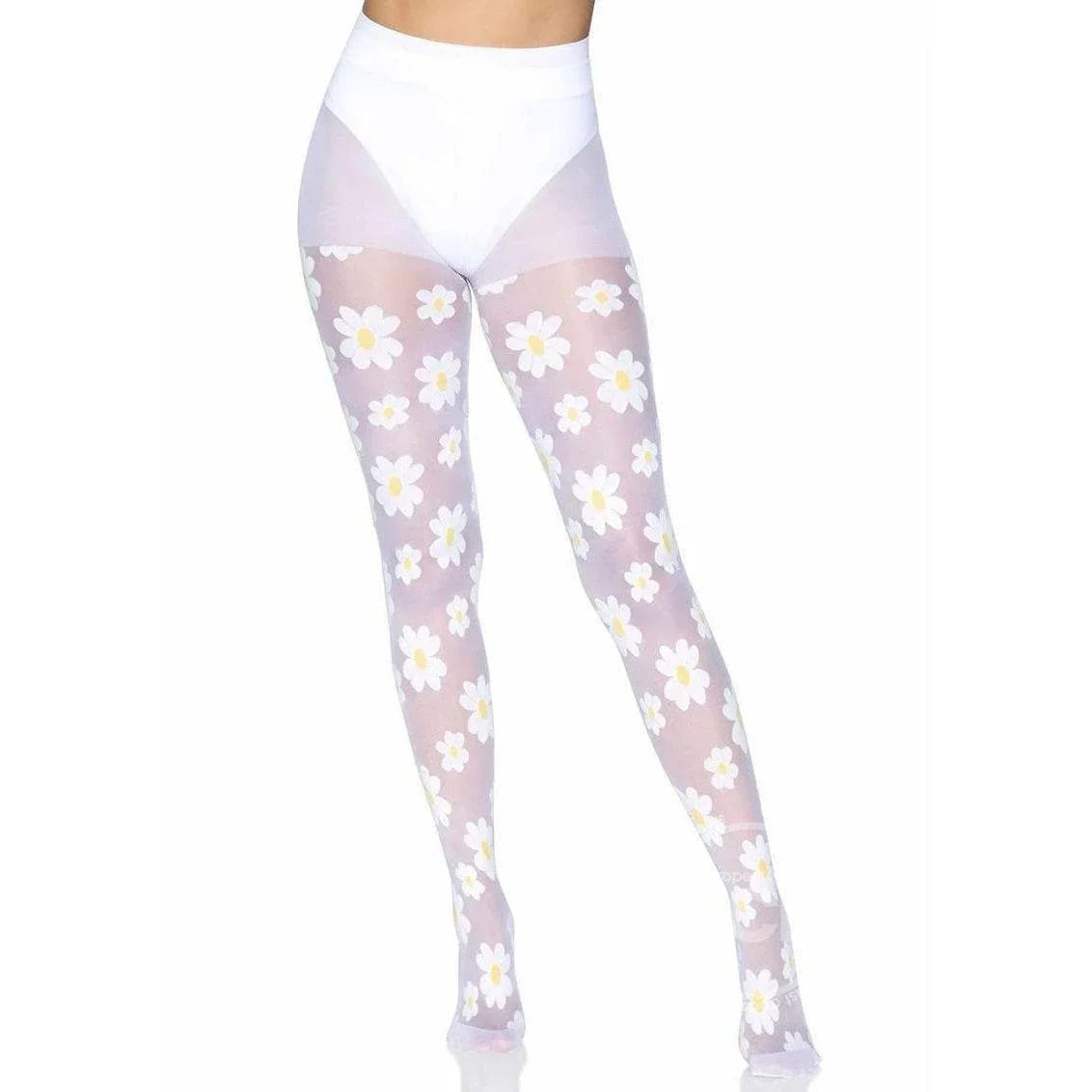 Leg Avenue Daisy Nylon Sheer Tights White - Romantic Blessings