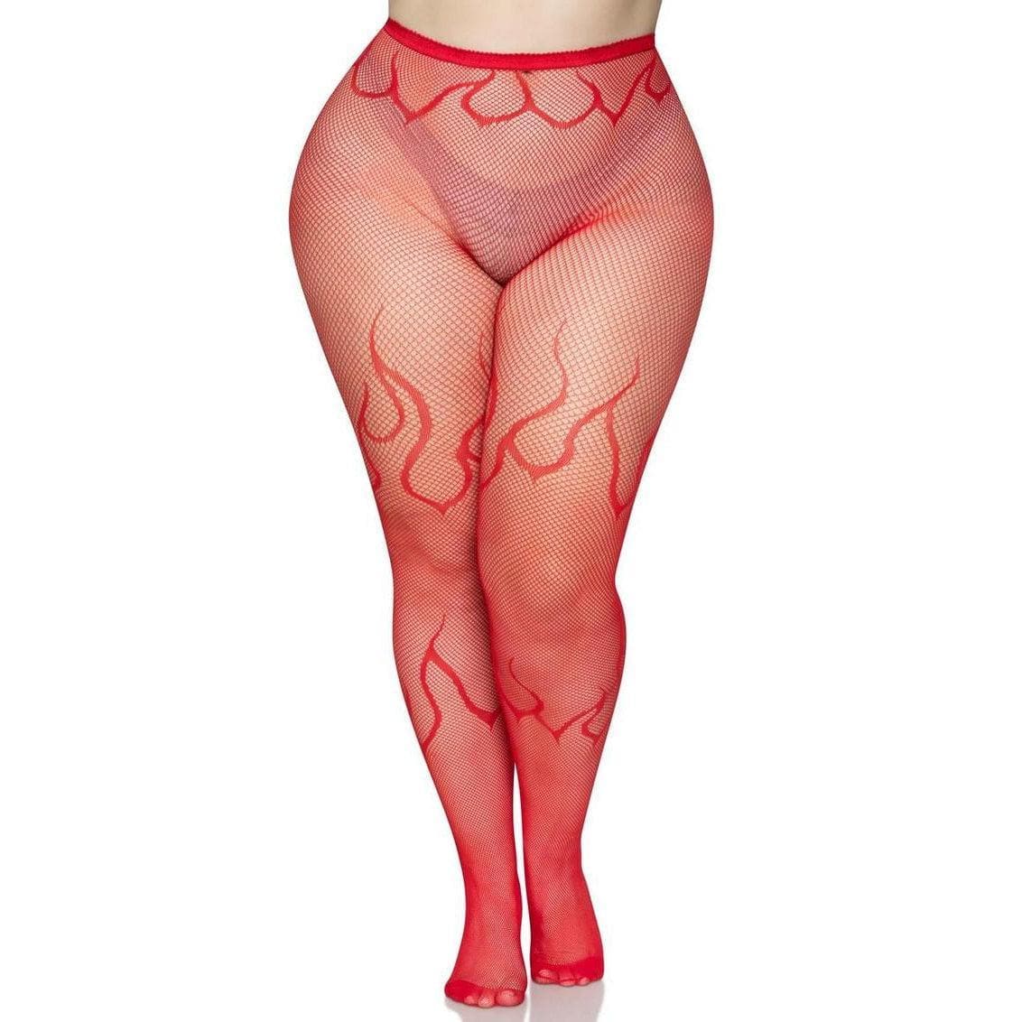 Leg Avenue Flame Net Tights Red - Romantic Blessings