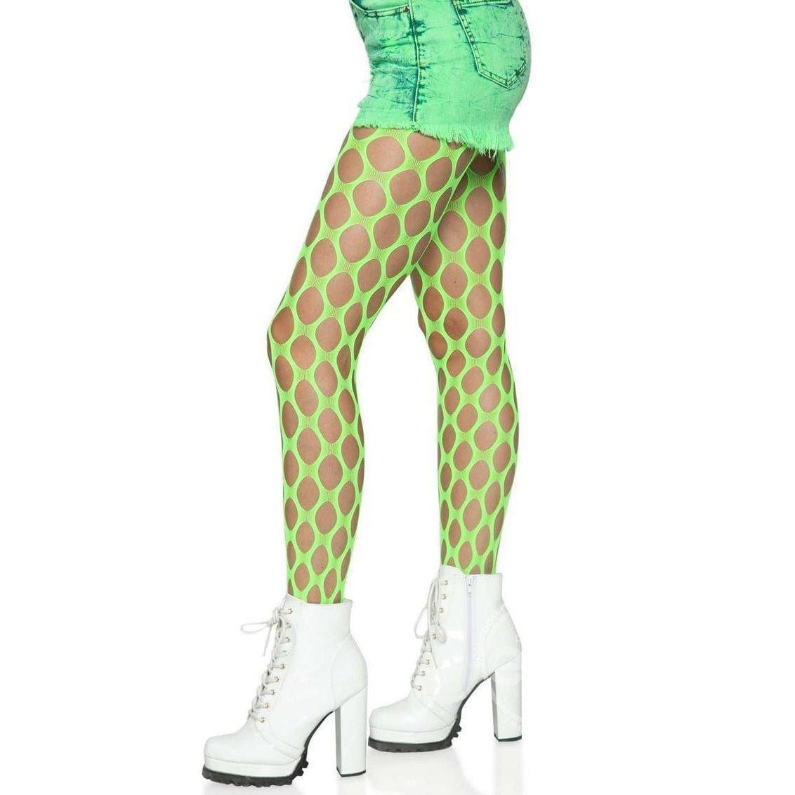 Leg Avenue Jumbo Pothole Net Tights Neon Green - Romantic Blessings