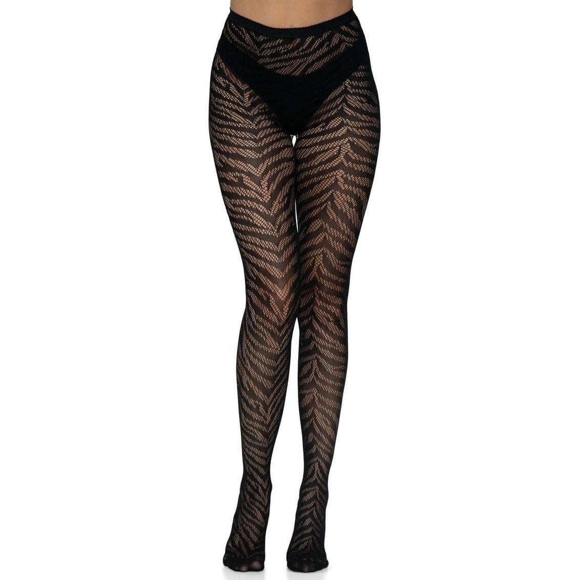 Leg Avenue Zebra Net Tights Black - Romantic Blessings