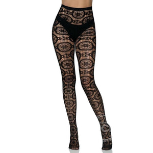 Leg Avenue Boho Crochet Net Tights Black - Romantic Blessings