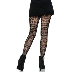 Leg Avenue Boho Crochet Net Tights Black - Romantic Blessings