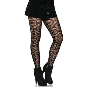 Leg Avenue Boho Crochet Net Tights Black - Romantic Blessings