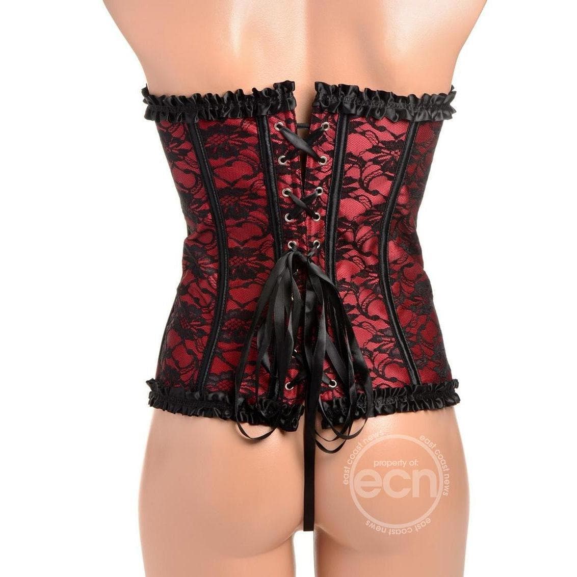 Master Series Scarlet Seduction Lace-up Corset & Thong Red/Black - Romantic Blessings