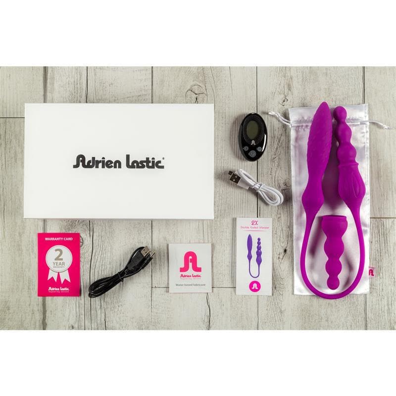 2X Rechargeable Silicone Double Vibrator with Remote Control - Purple - Romantic Blessings
