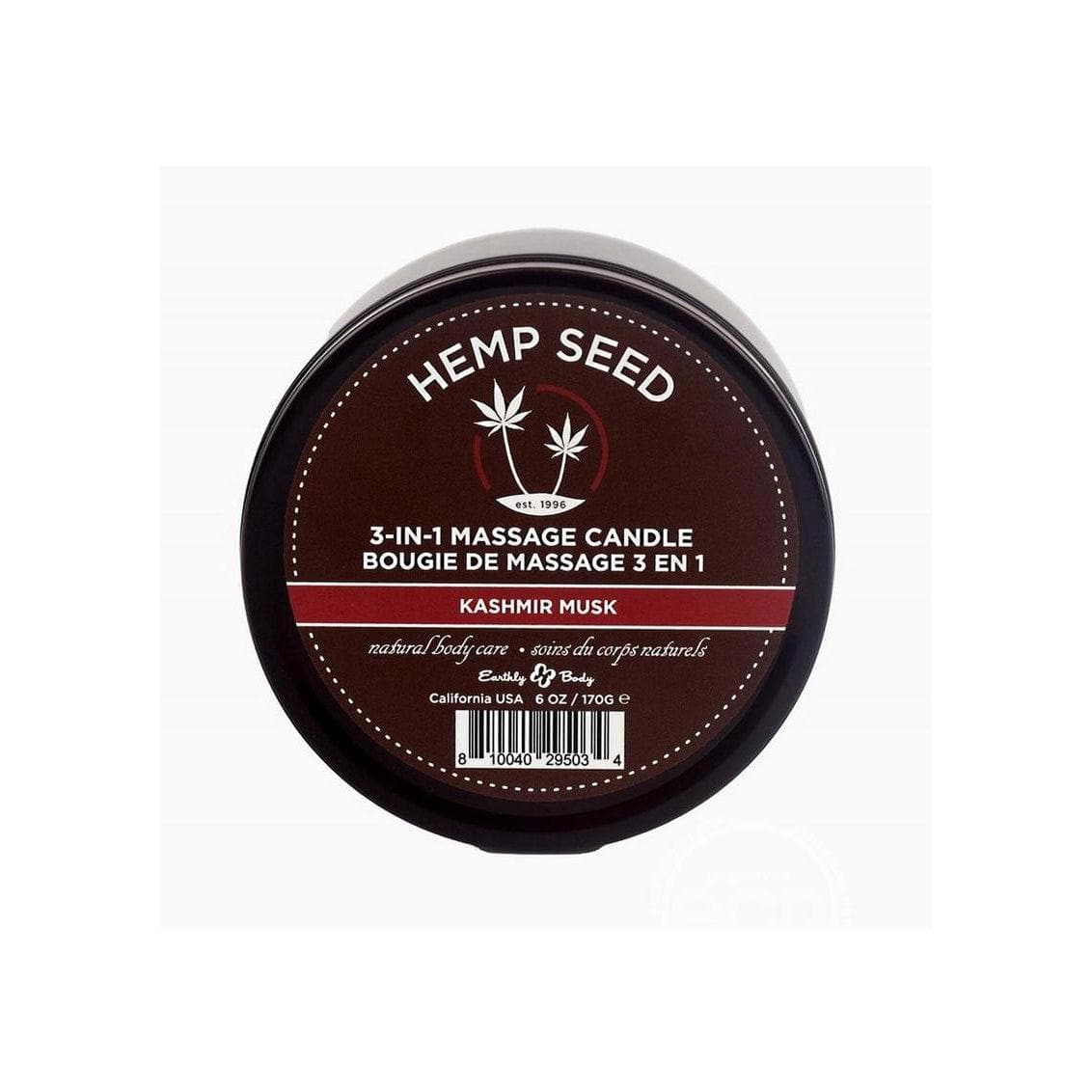 Earthly Body Hemp Seed 3 In 1 Massage Candle Kashmir Musk 6 oz - Romantic Blessings