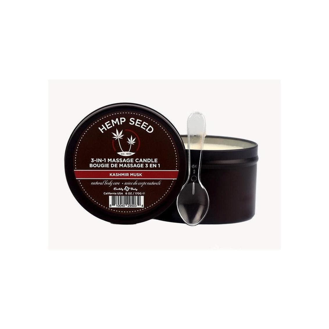 Earthly Body Hemp Seed 3 In 1 Massage Candle Kashmir Musk 6 oz - Romantic Blessings
