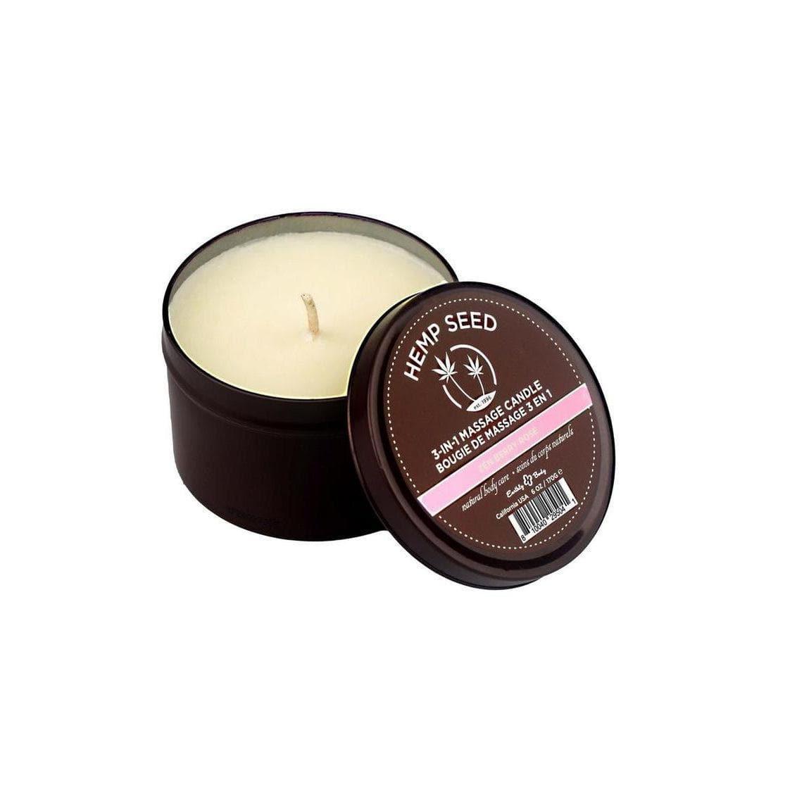 Earthly Body Hemp Seed 3 In 1 Massage Candle Zen Berry Rose 6 oz - Romantic Blessings