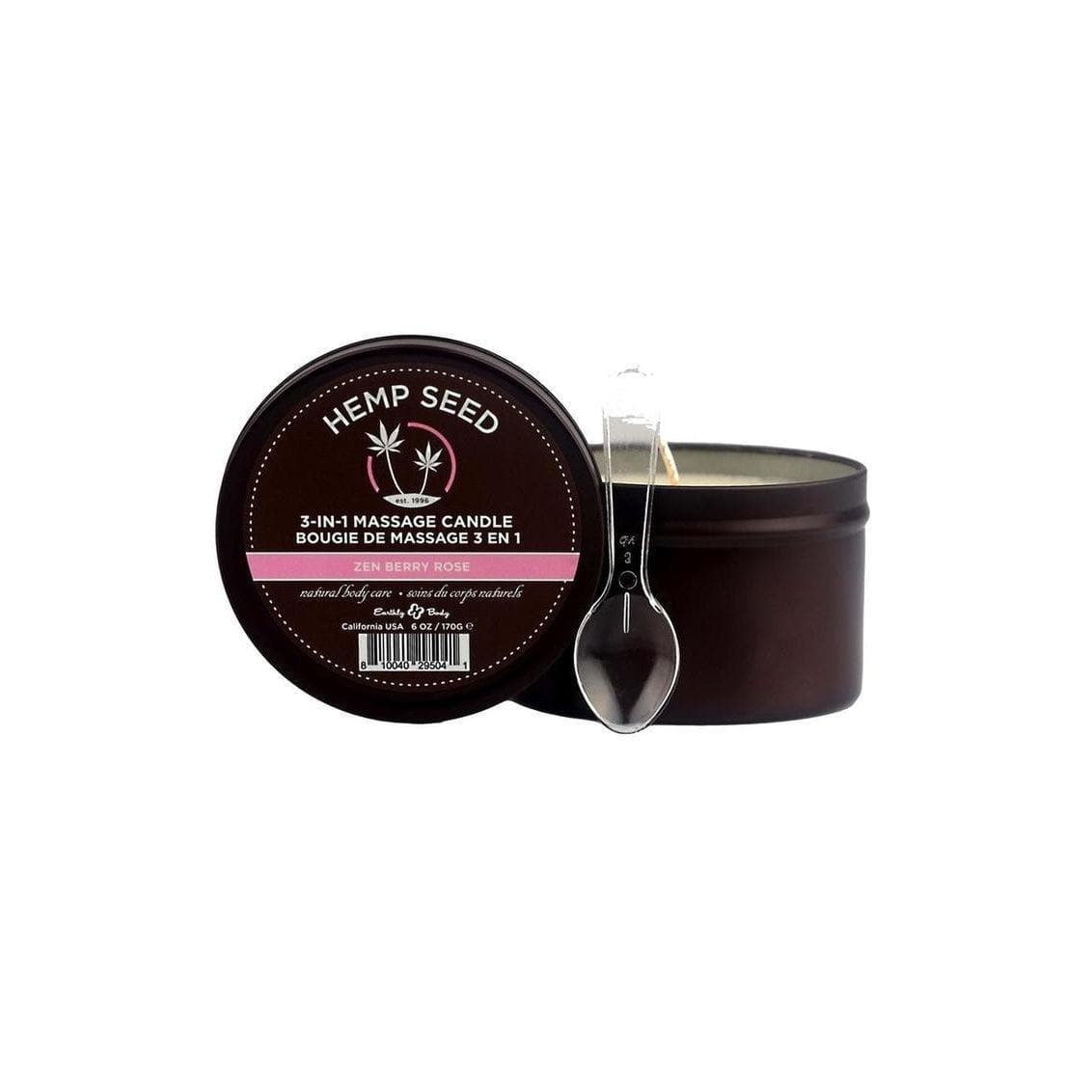 Earthly Body Hemp Seed 3 In 1 Massage Candle Zen Berry Rose 6 oz - Romantic Blessings