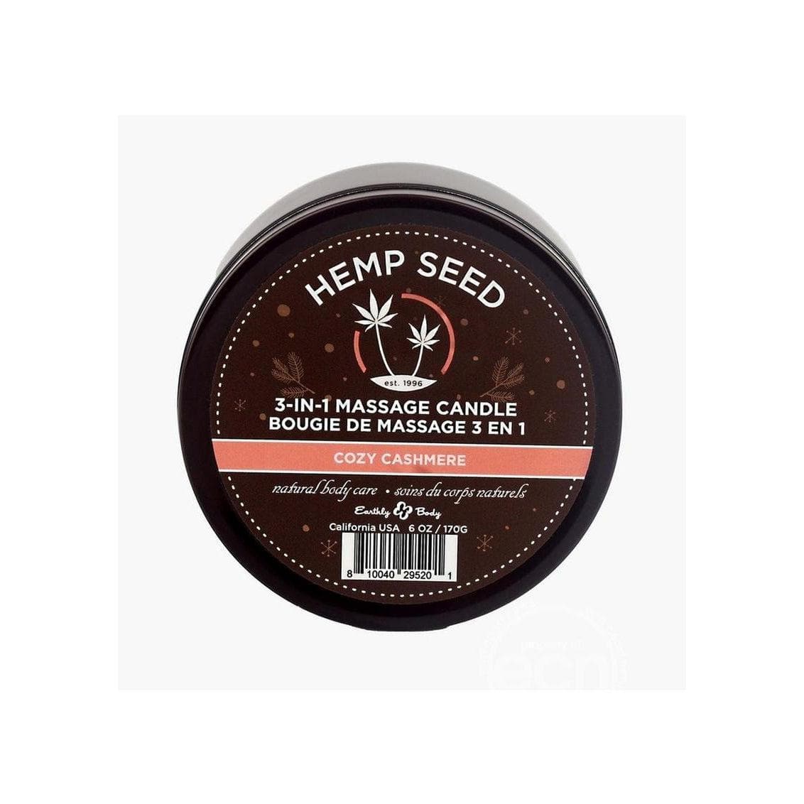 Earthly Body Hemp Seed 3 In 1 Massage Candle Cozy Cashmere 6 oz - Romantic Blessings