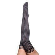 Kixies Annabelle Pin Stripe Thigh Highs Grey - Romantic Blessings