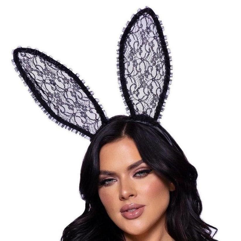 Leg Avenue Ruffle Bunny Ears One Size Black - Romantic Blessings