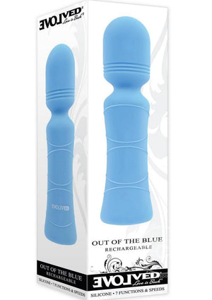 Out of The Blue Rechargeable Silicone Wand Vibrator Blue