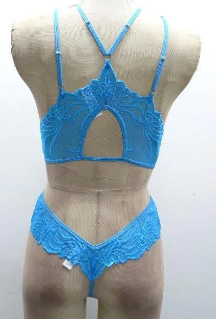 Escante Bralette Top with Matching Thong 2 Piece Set Vivid Blue