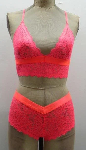 Escante Neon Cami with Wide Elastic Band & Booty Short Neon Coral