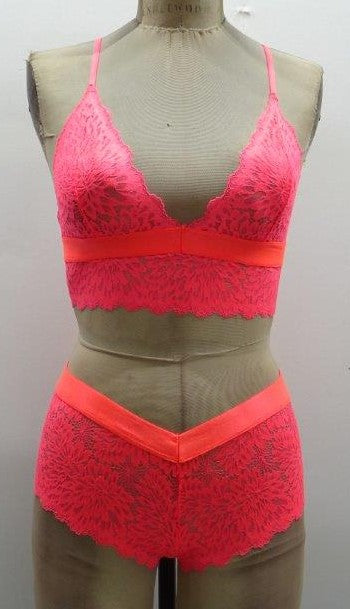 Escante Neon Cami with Wide Elastic Band & Booty Short Neon Coral