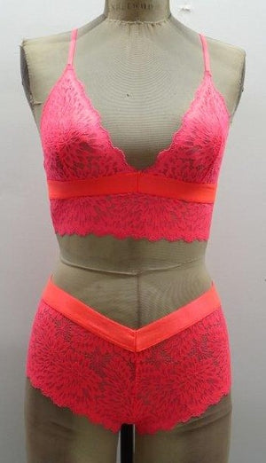 Escante Neon Cami with Wide Elastic Band & Booty Short Neon Coral