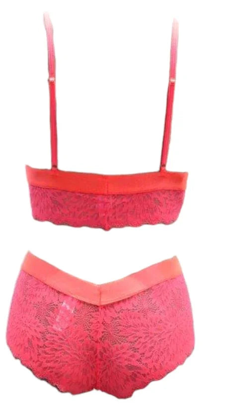 Escante Neon Cami with Wide Elastic Band & Booty Short Neon Coral