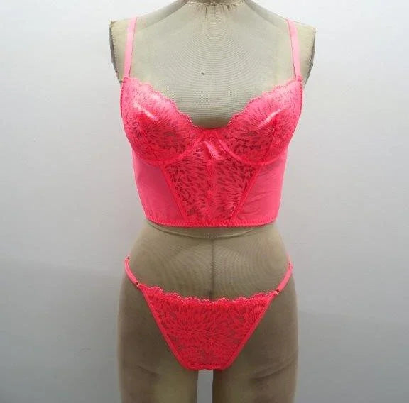 Escante Neon Corset Top with Panty Neon Coral