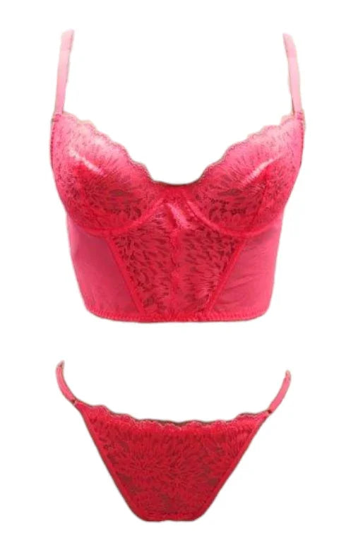 Escante Neon Corset Top with Panty Neon Coral