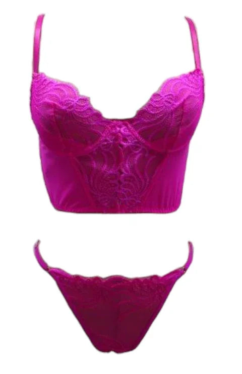 Escante Neon Corset Top with Panty Neon Pink