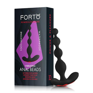 Forto 20 Mode Vibrating Anal Beads Black - Romantic Blessings