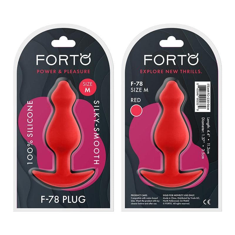 Forto F-78 Pointee 100% Silicone Multi Size Cones Pointed Tip Butt Plug Red - Romantic Blessings